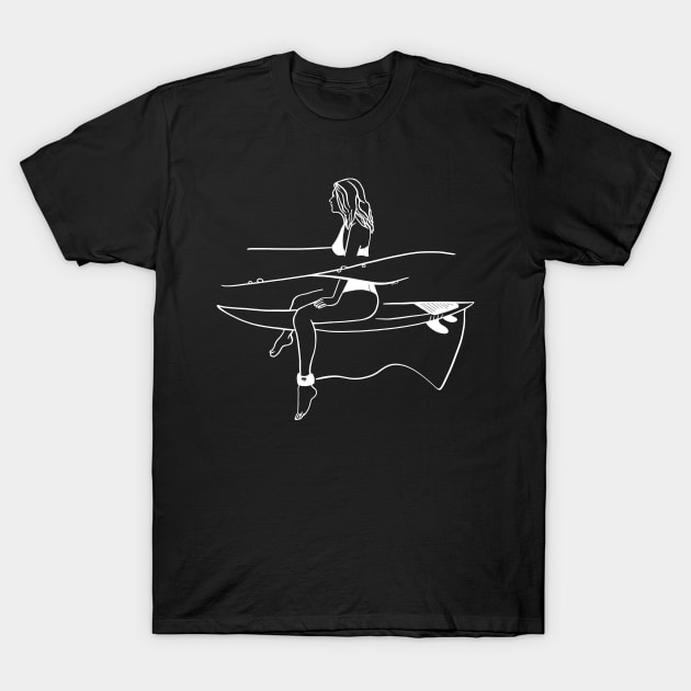 Surfer Girl Ilustration T-Shirt by SusanaDesigns